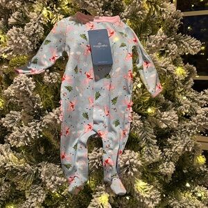 Magnolia Festive Blue and Pink zip Footie